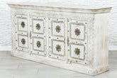 Antique Brass Work Solid Wood 4 Door Sideboard White 16
